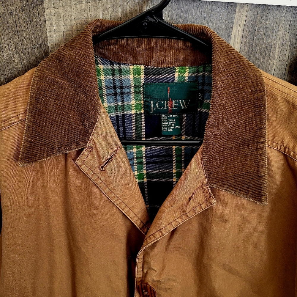Vintage J. Crew Men's Tan   Barn Jacket,Cordarory Colar, Flannel Lining Size M - Picture 4 of 4